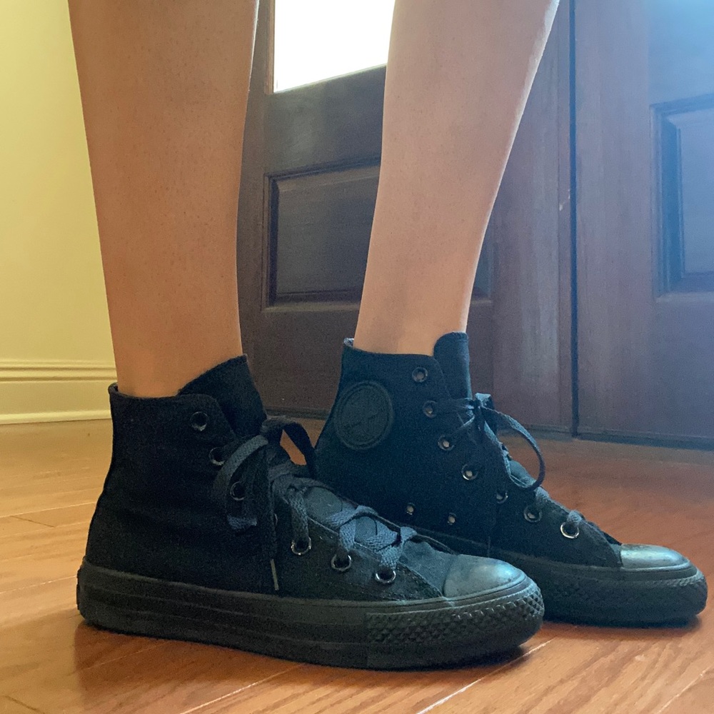 All black high top converse